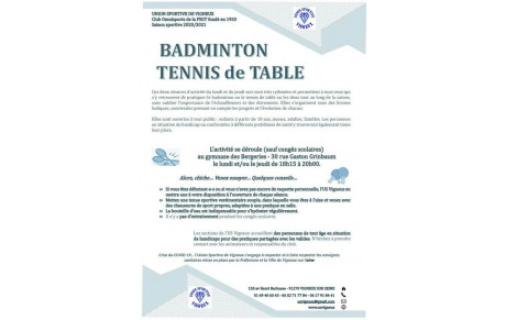 BADMINTON - TENNIS DE TABLE